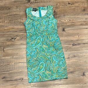 Jones New York Green Sheath Midi Dress Scoop Neck